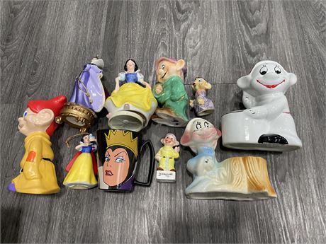 VINTAGE/COLLECTABLE CHINA SNOW WHITE + DWARF FIGURES