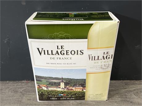 SEALED 4 PACK OF LE VILLAGEOIS FRENCH DRY WINE 4 LITRES TOTAL