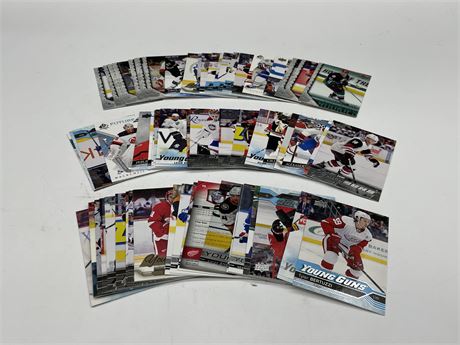 60+ MISC YOUNG GUNS AND UPPER DECK CARDS
