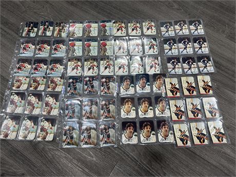 8 SHEETS OF 1977 NHL INSERT CARDS