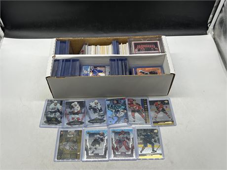 BOX OF NHL CARDS - MANY REFRACTORS - MOST IN TOP LOADERS