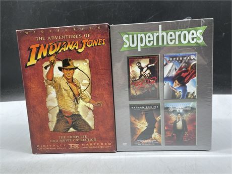 THE ADVENTURES OF INDIANA JONES DVD BOX SET & SEALED SUPERHEROS DVD BOX SET