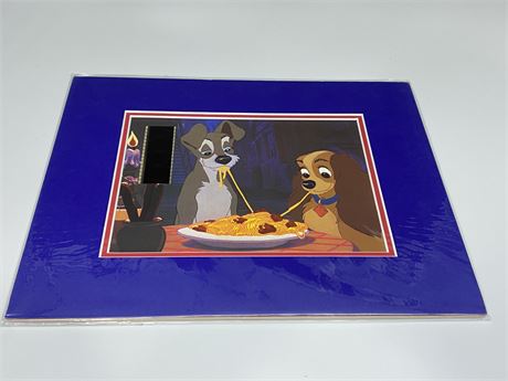 DISNEY LITHOGRAPH MATTED WITH 35MM FILM CELS FROM LADY & THE TRAMP