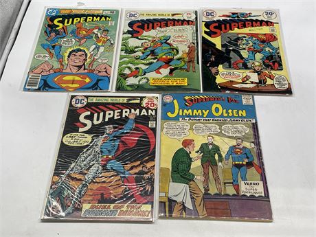 5 VINTAGE SUPERMAN COMICS