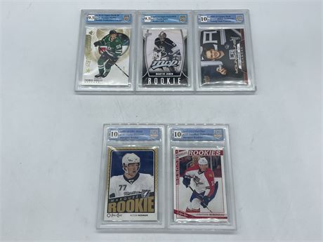 LOT OF 5 GCG GRADED ROOKIE NHL CARDS