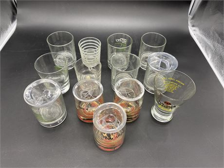 13 BAR GLASSES (some never used)