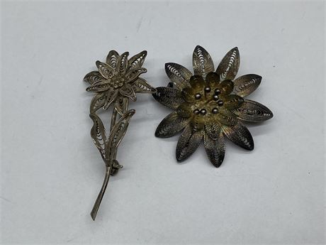 2 ANTIQUE BROOCHES (2”)