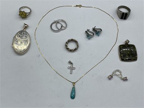 LOT OF MISC. STERLING SILVER JEWELRY