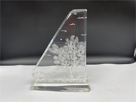 HAND CARVED LUCITE FARM SCENE - 12” TALL