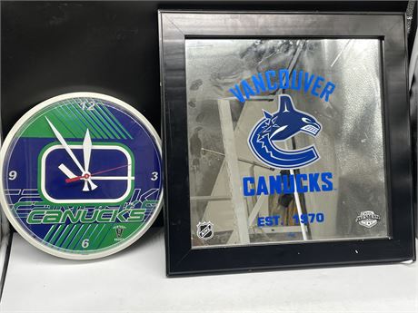 VANCOUVER CANUCKS CLOCK AND MIRROR (MADE IN USA)
