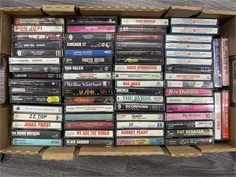 BOX OF CASSETTES W/ A LOT OF ROCK ARTISTS