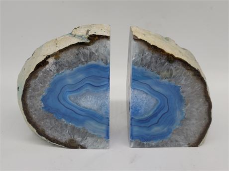 AGATE BOOK ENDS (7" tall)
