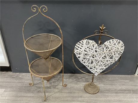 WROUGHT IRON PLANT STAND (28” tall) & DECOR STAND