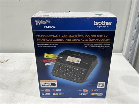 BROTHER PT-D600 LABEL MAKER W/COLOUR DISPLAY IN BOX