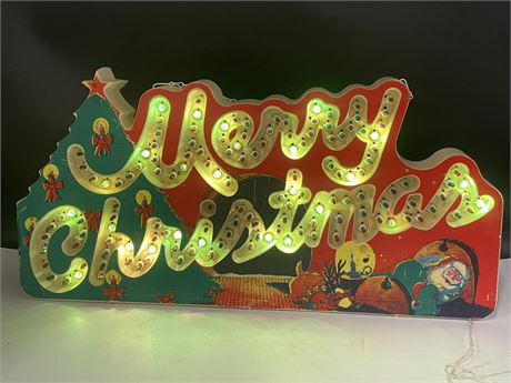 MERRY CHRISTMAS LIGHTED RETRO BANNE (23”x11”)
