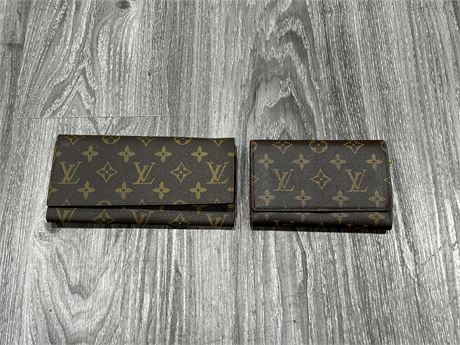 2 LOUIS VUITTON WALLETS - UNAUTHENTICATED - 7.5” & 6”