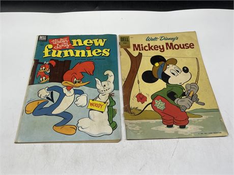2 VINTAGE DELL COMICS INCL: MICKEY MOUSE & NEW FUNNIES