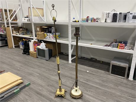 2 ALABASTER AND BRASS TALL LAMPS