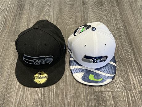 2 SEATTLE SEAHAWKS HATS - ONE NEW W/ TAGS