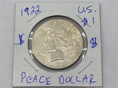 1922 U.S SILVER PEACE DOLLAR