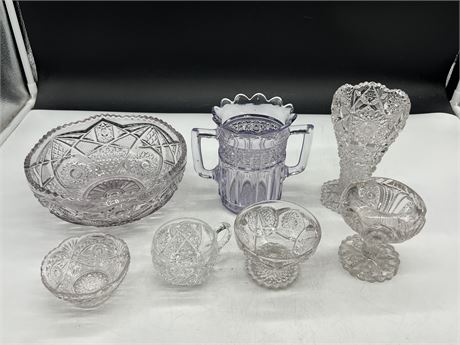 7 THICK CUT CRYSTAL / PRESS GLASS PIECES