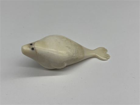 AUTHENTIC IVORY HAND CARVED SEAL PUP - 3”