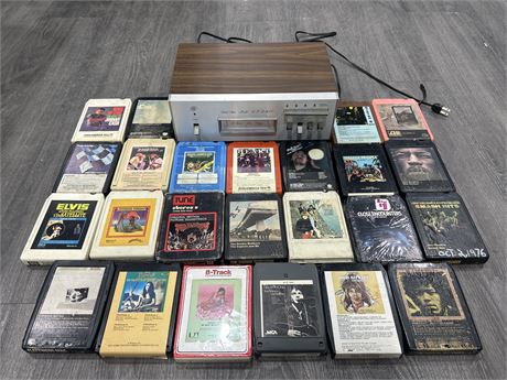 WORKING 8 TRACK DECK W/24 GOOD TITLE TAPES