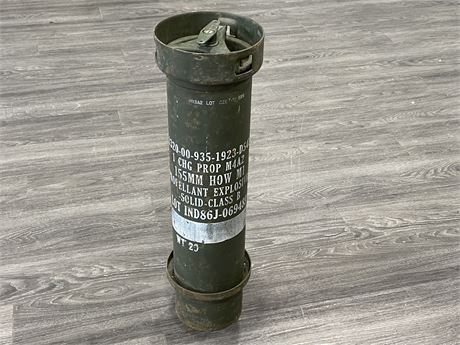 VINTAGE LARGE ARMY SHELL CONTAINER (8”X28”)