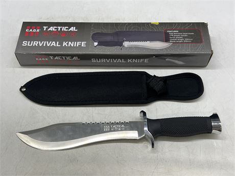 (NEW) TACTICAL SURVIVAL KNIFE W/SHEATH (13”)