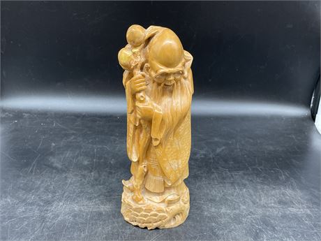 VINTAGE CHINESE WOOD FIGURE HAND CARVED