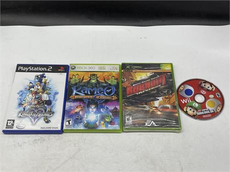 SEALED XBOX BURNOUT & 3 MISC GAMES (KINGDOM HEARTS II IS PAL)