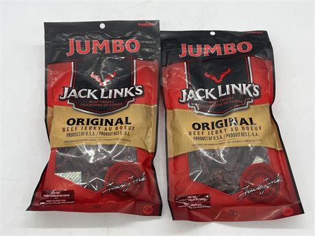 2 SEALED JUMBO JACK LINKS ORIGINAL BEEF JERKY PACKS