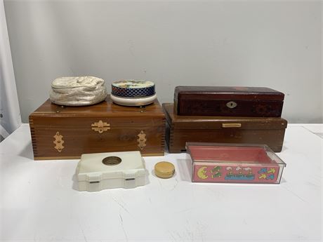 3 VINTAGE WOODEN CASES & OTHERS