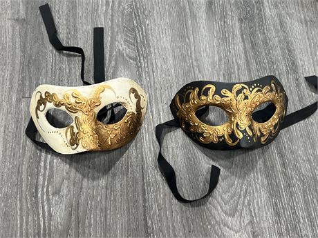 2 VENETIAN EYE MASKS - HAND CRAFTED IN ITALY 7” WIDE
