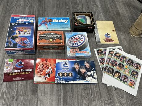 LOT OF SPORTS COLLECTABLES - MOSTLY HOCKEY - SOME SEALED