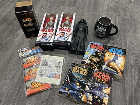 LOT OF STAR WARS COLLECTIBLES - SPECIAL EDITION VHS, FIGURES, BOOKS + OTHERS