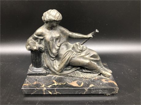 ANTIQUE VICTORIAN FIGURE MOUNTED ON MARBLE