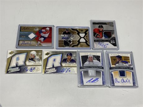 7 AUTOGRAPHED JERSEY NHL CARDS