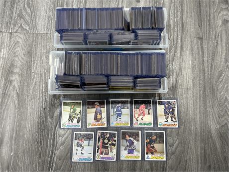 2 BOXES OF 1977/78 NHL CARDS IN TOP LOADERS