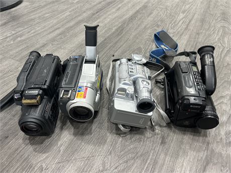 4 VIDEO CAMERAS - ASSORTED BRANDS - AS IS