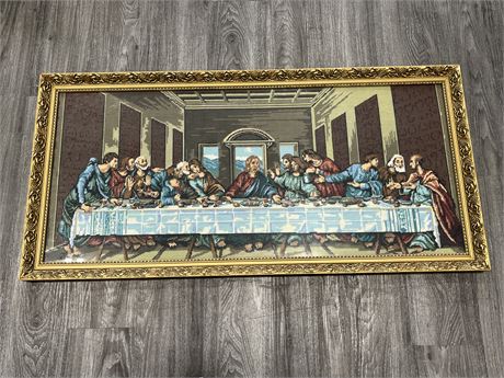 LARGE LAST SUPPER NEEDLE POINT FROM AN OLD CHURCH 48”
