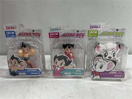 3 ASTROBOY FIGURES IN PACKAGE - 1 PACKAGE HAS DAMAGE