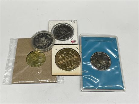 5 CANADIAN COINS - 3 DOLLARS - 2 MISC