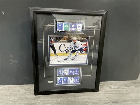 MATS SUNDIN FRAMED PHOTO COMMEMORATING THE VARIOUS LEAFS JERSEY (18”x23”)