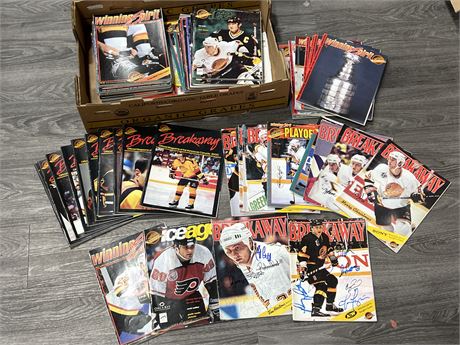 LARGE LOT OF VINTAGE CANUCKS MAGAZINES - SOME AUTOGRAPHED