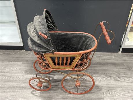 VINTAGE BABY CARRIAGE - 26” WIDE 30” TALL