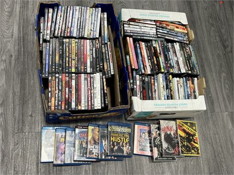 2 BOXES OF DVDS - INCLUDES SOME BLU RAYS