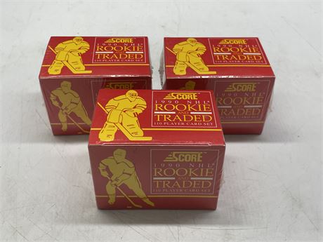 3 SEALED 1990 SCORE ROOKIE & TRADED CARD SETS