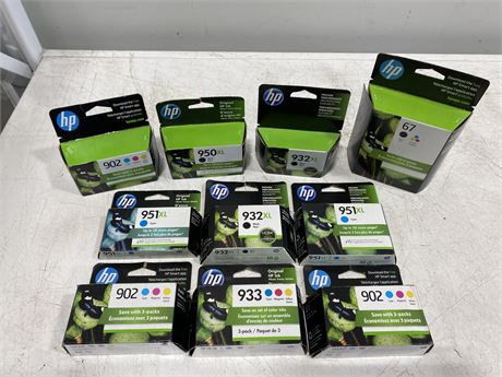 10 NEW HP PACKS OF INK - SPECS IN PHOTOS