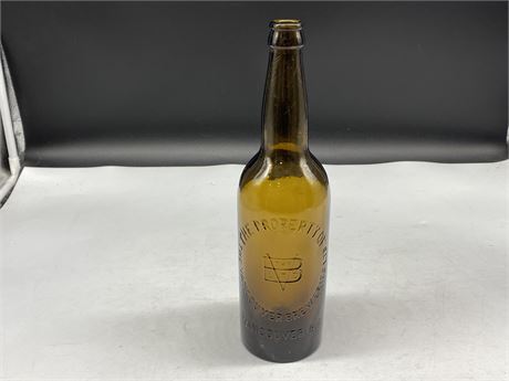 EARLY COLLECTABLE VANCOUVER BREWING DARK AMBER BOTTLE (12” tall)